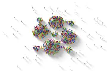 Obraz na płótnie Canvas 3D Illustration of Human Crowd Forming A Network Symbol