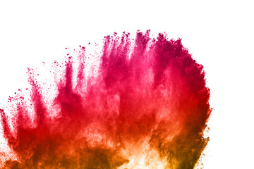 abstract powder splatted background. Colorful powder explosion on white background. Colored cloud....