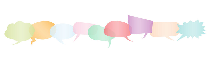set of pastel colored comic speech bubbles or speech balloons on white background vector illustration