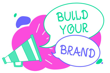 Writing note showing Build Your Brand. Business photo showcasing Make a commercial identity Marketing Advertisement Creative multiple bubble cloudy curly design text lines messages idea