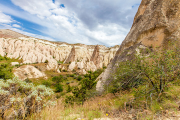 Beautiful mountains rocks landscape. Cloudy sky