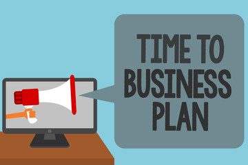 Word writing text Time To Business Plan. Business concept for organizing schedule for work Marketing product Alarming convey script announcement message warning signals sound speakers