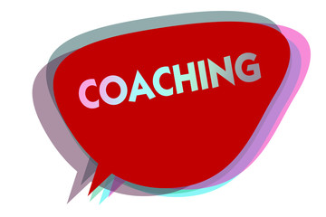 Word writing text Coaching. Business concept for person supports client in achieving specific personal goal speech bubble idea message reminder red shadows important intention saying