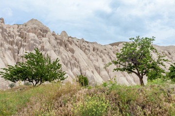 Beautiful mountains rocks landscape. Cloudy sky