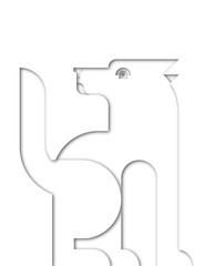 Flat papercut design image of a dog that sits
