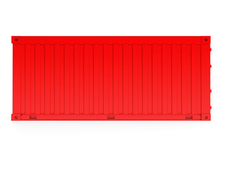 Shipping freight container. Red intermodal container. Side view. 3d rendering illustration
