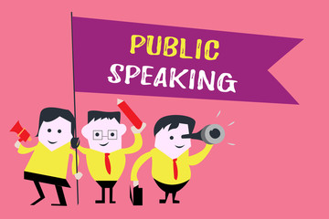 Writing note showing Public Speaking. Business photo showcasing talking people stage in subject Conference Presentation.