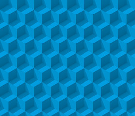 Vector 3D seamless isometric blue cube. Geometric background.