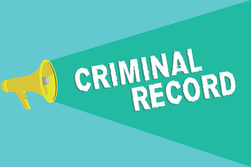 Writing note showing Criminal Record. Business photo showcasing profile of a person criminal history with details.