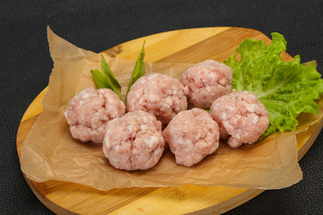 Homemade raw pork minced meatball for cooking