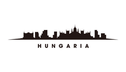 Budapest skyline and landmarks silhouette vector