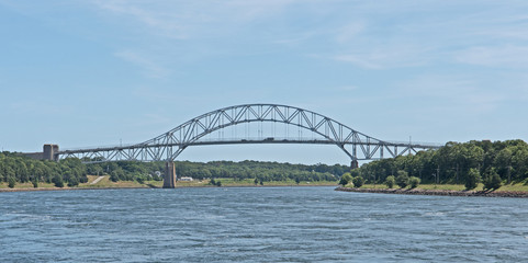 The Sagamore Bridge is one of two road bridges crossing the Cape Cod Canal in Massachusetts, USA.
