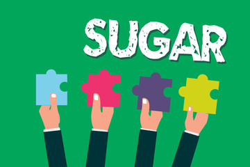 Word writing text Sugar. Business concept for sweet crystalline substance obtained from various plants like cane.