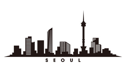 Seoul skyline and landmarks silhouette vector