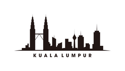 Kuala Lumpur and landmarks silhouette vector