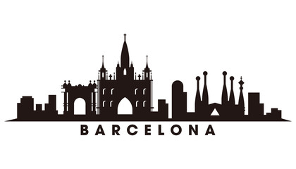 Barcelona skyline and landmarks silhouette vector