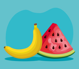 delicious banana and watermelon fruits nutrition