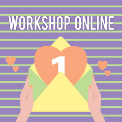 Conceptual hand writing showing Workshop Online. Business photo showcasing room or building in which goods are manufactured repaired.