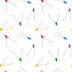 Pair of compass, office school seamless pattern.  Back to school background.
