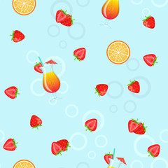 Seamless pattern of cocktails and fruits.