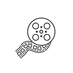 flat line film reel icon. Logo element illustration. film reel design. vector eps 10 . film reel concept. Can be used in web and mobile .