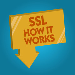 Word writing text Ssl How It Works. Business concept for session key is used to encrypt all transmitted data.