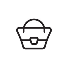 flat line woman bag icon. Logo element illustration. woman bag design. vector eps 10 . woman bag concept. Can be used in web and mobile .