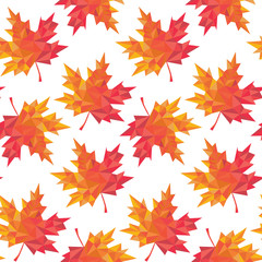 Naklejka na ściany i meble Seamless pattern from polygonal leaves of maple on a white background