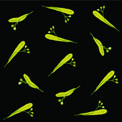 Linden fruit on black seamless pattern design element stock vector illustration for web, for print, for fabric print, for wallpaper