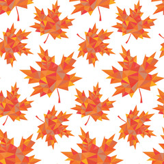 Seamless pattern from polygonal leaves of maple on a white background