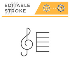 Treble clef editable stroke line icon