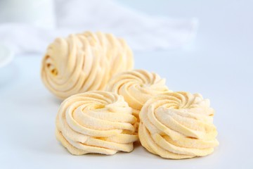 peach marshmallow on white background