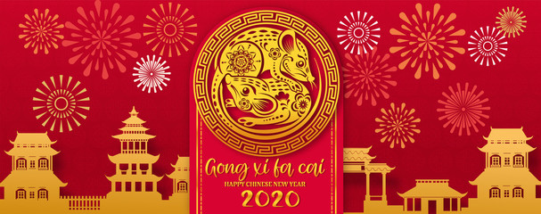 Happy chinese new year 2020 Rat zodiac sign