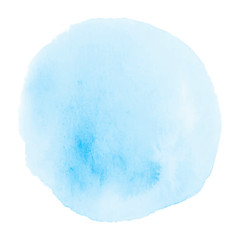 Blue round watercolor on white background