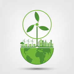 Obraz premium Ecology and Environmental Concept,Earth Symbol With Green Leaves Around Cities Help The World With Eco-Friendly Ideas