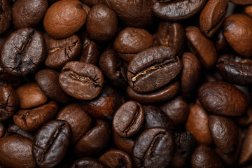 close up view of delicious fresh textured coffee grains