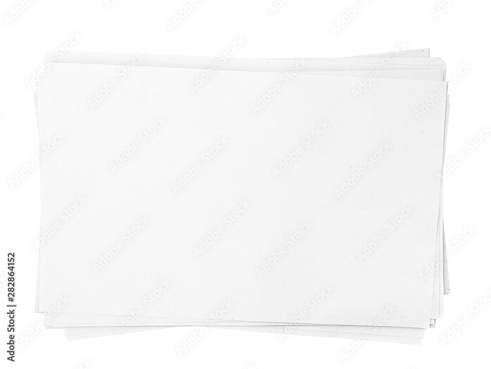 Poster White A4 papers texture stack isolated on white background with clipping path