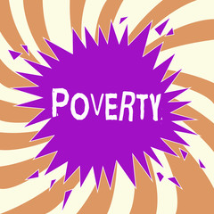 Handwriting text Poverty. Concept meaning State of being extremely poor Homeless In need Not enough money.