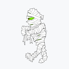 Retro Halloween Mummy Cartoon