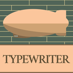 Handwriting text writing Typewriter. Concept meaning Electric electronic analysisual machine with keys to type characters.