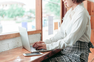 Women are working in cafe 