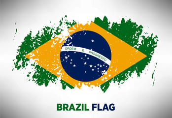 Brazil colorful brush strokes painted flag