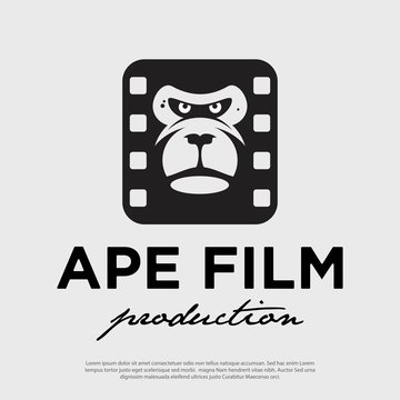ape face film production hipster modern vector logo