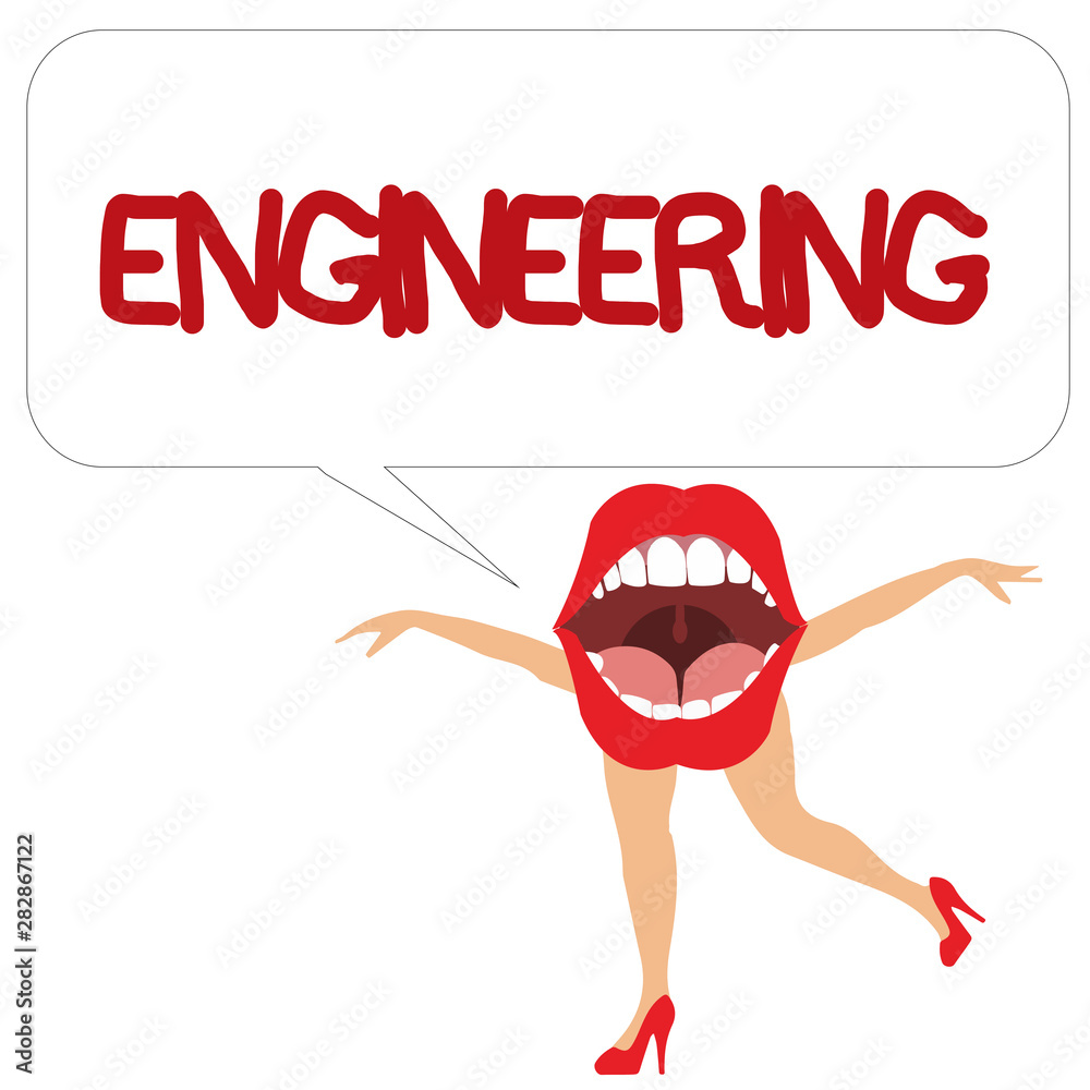 Poster word writing text engineering. business concept for science concerned with design building use of en