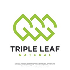 three leaf vector logo in an abstract manner