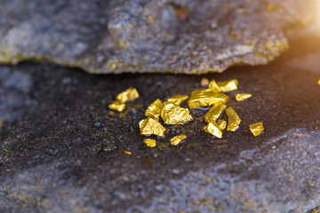 Gold on the stone floor Discovering Success and Investing Concepts with Business Partners.