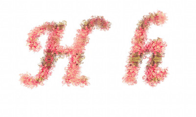 Flower alphabet. Colorful font. Uppercase and lowercase.