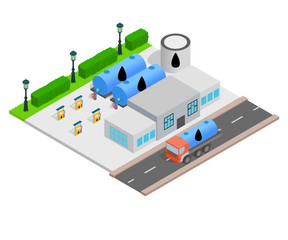 Obraz premium Petroleum concept banner. Isometric banner of petroleum vector concept for web, giftcard and postcard