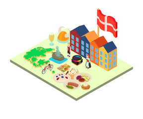 Scandinavia concept banner. Isometric banner of scandinavia vector concept for web, giftcard and postcard