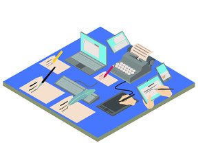 Compose concept banner. Isometric banner of compose vector concept for web, giftcard and postcard